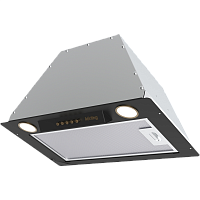 KHI6631RN Вытяжка Korting/ Полностью встраиваемая, в шкаф 60см, механическое управление, 3 режима, 650 м3/ч., алюминиевый жировой фильтр, LED лампы освещения, цвет - черный, кнопки и ободки ламп освещения - бронза