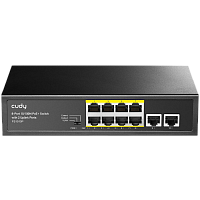 FS1010P Коммутатор/ 8-Port 10/100M PSE RJ-45 +2 RJ45 10/100M Uplink Port Unmanaged PoE+ Switch 120W, CCTV/VLAN mode support, long distance:250M at CCTV mode. 802.3af/at standard, Support PD Alive Function, ±4 KV Surge Protection, Alternative 1/2(+),3/6(-)