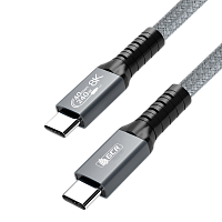 GCR-57113 GCR PRO Кабель USB4 Type-C, 1.5m, 40Gbps, 240W, 8K60Hz, M/M, медь, в оплетке текстиль, серый