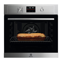 EOF4P56X Встраиваемая электрическая духовка ELECTROLUX/ Электрический духовой шкаф с кольцевым нагревательным элементом SurroundCook, основной цвет - нержавеющая сталь c Anti Finger Print, утапливаемые переключатели, таймер отключения, отложенный старт, б