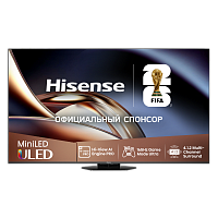 55U8Q Телевизор Mini LED 55'' Hisense/ 55", Ultra HD, Mini LED, Local Dimming Zones , 48-165Hz, Smart TV (ОС VIDAA U9), Wi-Fi 6E, DVB-T2/T/C/S2/S, HDR 10+, Dolby Vision, Dolby Atmos, Bluetooth, FreeSync Premium Pro, 4.1.2 ch 2*15W(Main)+2*10W(Side)+20W(Su