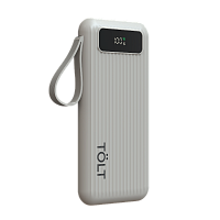 SR-LB10D Портативный аккумулятор TOLT Stor SR-LB10D, 10000mAh, 22,5W, fast charging and PD, beige/ Powerbank TOLT Stor SR-LB10D, 10000mAh, 22,5W, fast charging and PD, beige