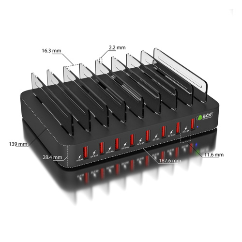 GCR-8PAUSB GCR Сетевая зарядка на 8 USB портов, черная фото 2