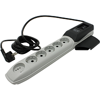 PilotPro5M Сетевой фильтр Pilot Pro GP 6 розеток (5 евро + 1Gadget Parking) 5 м, автомат защиты/ Surge protector Pilot PRO GP6 outlets (5 euro + 1 without ground) 10A / 2.2kVt, 5m, automatic circuit-breaker