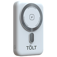 KW109White Портативный аккумулятор TOLT Seg KW109 White, 10000mAh, 22,5W, fast charging and PD, wireless, magnetic, white, CCC/ Powerbank TOLT Seg KW109 White, 10000mAh, 22,5W, fast charging and PD, wireless, magnetic, white, CCC