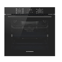 HF608Black Духовой шкаф Kuppersberg/ KITCHEN RETAIL / Духовой шкаф Kuppersberg, High-Tech, 85 л, поворотное управление/сенсорный дисплей, утапливаемые ручки, LED дисплей, таймер, 8 режимов, макс. температура 300 градусов, телескопические направляющие (на