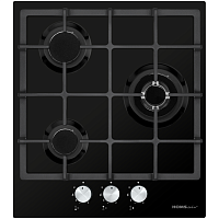 Встраиваемая газовая панель HOMSair/ Варочная панель, газ, механическое управление, 3 конфорки, газ контроль, автоподжиг, материал решетки чугун, WOK-конфорка, конфорки ALBEK, черный цвет