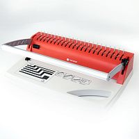 БП9пбк Переплетчик ГЕЛЕОС БП-9+ бело-красный на пластиковую пружину, А4, ручная перфорация 9 листов, переплет макс до 170 л., глубина перфорации 2 мм