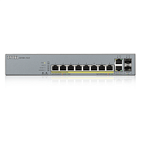 GS1350-12HP-EU0101F Коммутатор/ ZYXEL GS1350-12HP L2 PoE + switch for IP cameras, 10xGE (8xPoE +), 2xSFP, PoE budget 130 W, power transmission distance up to 250 m, auto-reloading of PoE ports, increased overvoltage and electrostatic discharge protection
