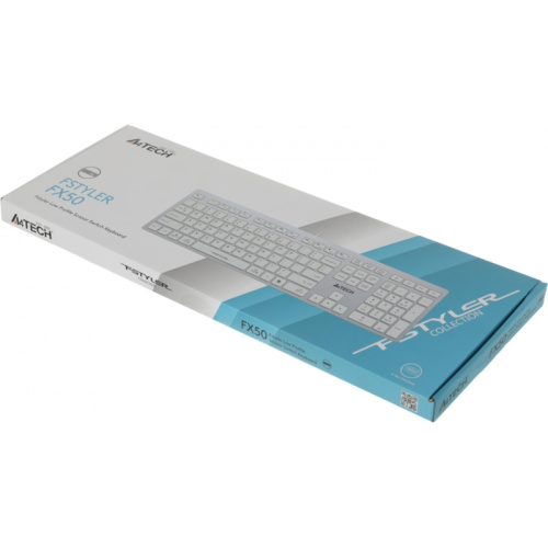FX50WHITE Клавиатура A4Tech Fstyler FX50 белый USB slim Multimedia (FX50 WHITE) фото 4