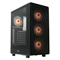 M510-TGBK-ARGB Корпус без блока питания/ Case HSPD M510, Mesh Mid Tower, Black, TG, 0.5 SPCC, 4x120mm ARGB (Orbis F1) ATX, mATX, mITX 180/280/160mm 1x2.5", 1x3.5", 7xPCI 2xUSB-A 3.0 517x277x418mm