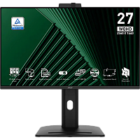 9S6-3PC8CM-005 Монитор/ MSI PRO MP275QPDG Black 27" (IPS, 2560x1440, HDMI+HDMI+DP+Type C, USB Hub, 4 ms, 178°/178°, 250 cd/m, 1300:1, 100Hz, MM, Camera, Pivot, int PWR)