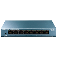 LS108G Коммутатор/ 8 ports Giga Unmanagement switch, 8 10/100/1000Mbps RJ-45 ports, metal shell, desktop and wall mountable, plug and play, support 802.1p QoS, power saving