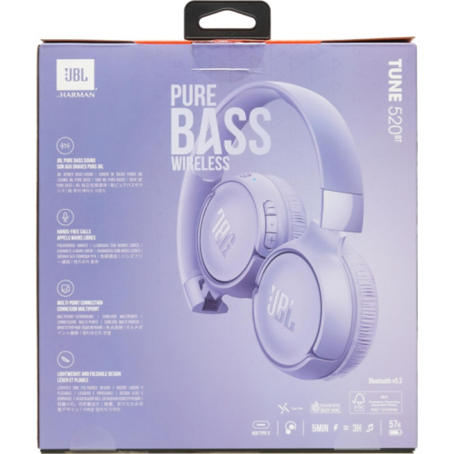 JBLT520BTPUR Гарнитура накладные JBL Tune 520BT фиолетовый беспроводные bluetooth оголовье (JBLT520BTPUR) фото 15 JBLT520BTPUR Гарнитура накладные JBL Tune 520BT фиолетовый беспроводные bluetooth оголовье (JBLT520BTPUR) фото 15