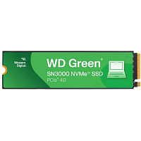 WDS100T4G0E Твердотельные накопители/ WD SSD Green SN3000, 1000GB, M.2(22x80mm), NVMe, PCIe 4.0 x4, QLC, R/W 5000/4200MB/s, TBW 150, DWPD 0.1 (12 мес.)