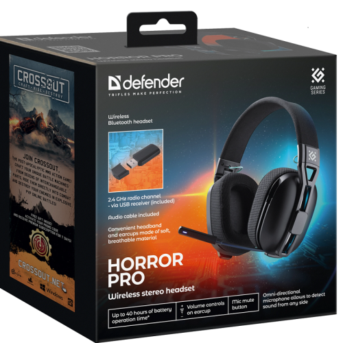 62650 Defender Беспроводная гарнитура Horror PRO BT/2.4G, черный фото 10