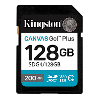 SDG4/128GB Карта памяти/ Kingston 128GB SDXC Canvas Go Plus Gen4 200MB/s C10 UHS-I U3 V30