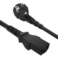 GCR-54379 GCR PRO Кабель питания PROF черный, 5.0m, евровилка угловая Schuko - С13, 3*1,0mm, медь