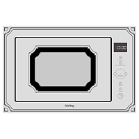 KMI825RGW Встраиваемая микроволновая печь Korting/ Встраиваемая микроволновая печь с грилем, дизайн РЕТРО, сенсорное управление TOUCH CONTROL, LED дисплей Cold White, объем печи: 25 л, функция гриля, 8 автоматических программ, функции разморозки по весу и