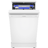 MWF45230W Посудомоечная бытовая машина MAUNFELD MWF08S/ Узкая, Отдельностоящая ПММ 45см, 10 комплектов, 7 программ, 3 корзины, электронное управление с дисплеем, 47 дБ, A++/A/A, 1/2 загрузка, отсрочка старта, белый