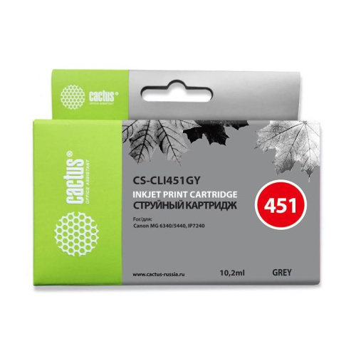 -/ Картридж струйный Cactus CS-CLI451GY серый (10.2мл) для Canon MG6340/5440/IP7240 фото 2 -/ Картридж струйный Cactus CS-CLI451GY серый (10.2мл) для Canon MG6340/5440/IP7240 фото 2