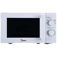 MM720CY6-W Отдельностоящая микроволновая печь Midea/ Отдельностоящая микроволновая печь Midea, объем 20 л, механическое управление, таймер, 5 уровней мощности, подсветка, размораживание, поворотный стол, цвет белый