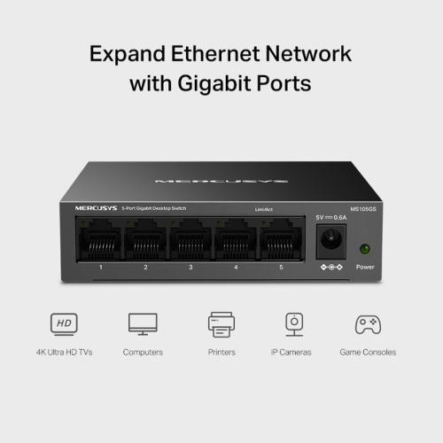 MS105GS Коммутатор/ 5-Port Gigabit Desktop Switch фото 6