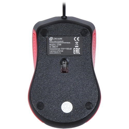 288237 Мышь Oklick 225M черный/красный оптическая 1200dpi USB для ноутбука 3but (288237) фото 5 288237 Мышь Oklick 225M черный/красный оптическая 1200dpi USB для ноутбука 3but (288237) фото 5