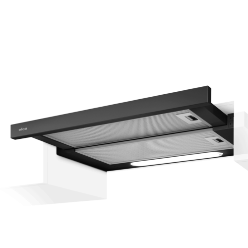 ELITE14LUXBL/A/50-PRF0081870B Встраиваемые вытяжки ELICA/ Встраиваемая, 50 см, кнопочное управление, 650 куб. м. , серая+черное стекло
