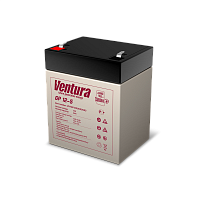 GP12-5 Батарея Ventura серия GP, GP12-5, напряжение 12B, емкость 5Ач (разряд 20 часов), макс. ток заряда 1.5А, свинцово-кислотная типа AGM, клеммы T2, ДШВ 90х70х107мм, вес 1.65кг/ Ventura battery GP series, GP12-5, voltage 12V, capacity 5Ah (discharge 20