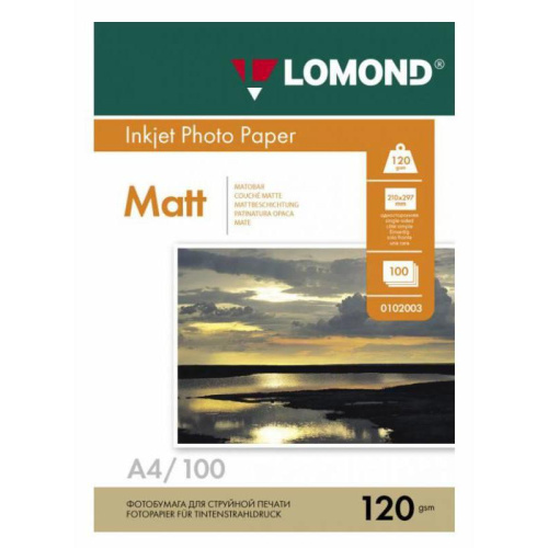 Фотобумага Lomond 0102003 A4/120г/м2/100л./белый матовое для струйной печати Фотобумага Lomond 0102003 A4/120г/м2/100л./белый матовое для струйной печати