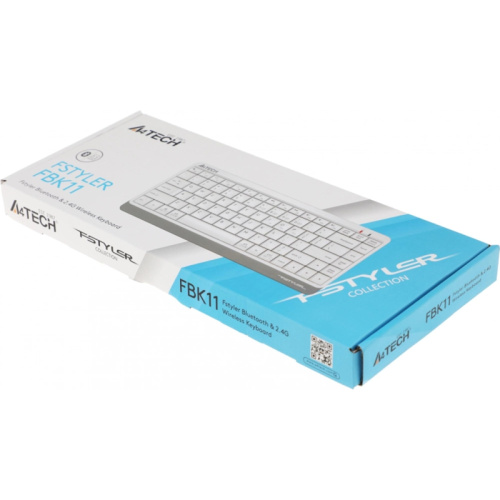 FBK11WHITE Клавиатура A4Tech Fstyler FBK11 белый/серый USB беспроводная BT/Radio slim (FBK11 WHITE) фото 2 FBK11WHITE Клавиатура A4Tech Fstyler FBK11 белый/серый USB беспроводная BT/Radio slim (FBK11 WHITE) фото 2