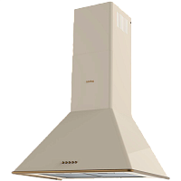 KHC6648RB Вытяжка Korting/ Кухонная вытяжка, Настенная вытяжка, Ширина 60 см, Мощность: 650 м3/ч, 3 режима, Механическое управление, Алюминиевые жировые фильтры, LED освещение, цвет - слоновая кость, профиль рамки и кнопки - бронза