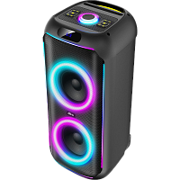 4610121110258 Акустическая система/ Колонки RITMIX SP-770B (8" + 8" + 2,5'' твиттер, Bluetooth, FM-радио, RGB-подсветка, AUX, USB, microSD (до 32 Гб, MP3), дисплей: LED, до 6 часов, вход: Jack 6.3 мм, Jack 3.5 мм, USB, 3600 мАч, 3.7 В, USB Type-C, 5В, 77
