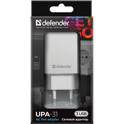 83587 Defender Сетевой адаптер UPA-31 белый, 3xUSB, 5V/3.1А фото 6 83587 Defender Сетевой адаптер UPA-31 белый, 3xUSB, 5V/3.1А фото 6