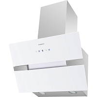 MERSEY60InoxGlasswhite Кухонная вытяжка MAUNFELD/ Кухонная вытяжка MAUNFELD Mersey 60, наклонная, сенсорное управление, 3 скорости, 1050 м3/ч, таймер, дисплей, энергоэффективность В, уровень шума 54 дБ, цвет белый/вставка сатин