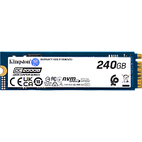 SEDC2000BYM8/240G Твердотельный накопитель/ Kingston SSD DC2000B 240GB, M.2 22x80mm, NVMe, PCIe Gen 4x4, 3D TLC, R/W 4500/400MB/s, IOPs 260 000/18 000, TBW 175, DWPD 0.4 No Heatsink) (12 мес)