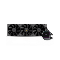 DE360BK Система охлаждения/ Water Cooling System PCCooler DE360 BK (310W, 360mm, Black, ARGB Pump/ Fans: 3x120mm, 71.86CFM, 33.8dBA, 1850RPM/ Pump height 55mm, 28dBA, 3200RPM, Rad thickness 27mm/ S: 1851, 1700, 1200, 20XX, 115X, AM5, AM4)