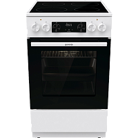 GEC5C61WG Плита Gorenje/ Плита Gorenje, полезный объем 70 л, эргономичные переключатели, сенсорный программатор IconLED, эмаль SilverMatte, очистка паром, индикатор остаточного тепла для каждой конфорки, дверца CompactDoor 2 стекла + 1 термослой, стеклоке