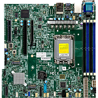 MBD-X13SCH-F-B Системная плата/ MB Supermicro X13SCH-F, Micro-ATX, 1xLGA 1700 (Intel Xeon 6300-series/E-2400/Pentium), Intel C266, 4xDDR5 UDIMM, 8xSATA, 2x1Gbe BaseT Intel i210 +1xMgmt LAN, 1 PCIe 5.0 x16, 2 PCIe 4.0 x4 (in x8), 2xM.2 PCIe 4.0 x4 slots (M