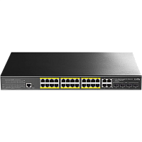 GS2028PS4-400W Коммутатор/ 24-Port Layer 2 Managed Gigabit PoE+ Switch with 4 Gigabit Combo Ports, 400W