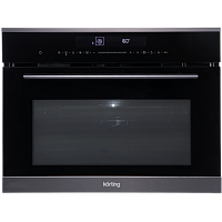 OKB3250GNBXMW Встраиваемый духовой шкаф Korting/ Компактный духовой шкаф с функцией СВЧ, высота прибора 45 см, электронное сенсорное управление Full TouchControl, LЕD дисплей белого цвета Cold White, 10 режимов нагрева духовки, 4 режима СВЧ, включая 3 коб