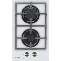 Встраиваемые газовые панели Graude/ Газ,  320 х 56 х 520 мм,  газовая варочная панель Comfort, управление с помощью поворотных переключателей,  белое закаленное стекло, оригинальные комфорки SABAF, 1 мощная конфорка 3.0 кВт, 1 экономичная конфорка 1.0 кВт