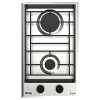Встраиваемая варочная панель KORTING/ Встраиваемая варочная панель KORTING, газовая, 30 см, 2 конфорки, газ-контроль, электроподжиг, адаптер для кофейника, адаптер под сжиженный газ, жиклеры под сжиженный газ, цвет нержавеющая сталь