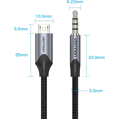 BDGBH Кабель Vention USB Micro B M/Jack 3,5 mm M - 2 м фото 3 BDGBH Кабель Vention USB Micro B M/Jack 3,5 mm M - 2 м фото 3