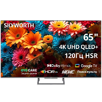 65Q67H 65", Ultra HD, QLED, 350Nit, Google TV, DVB-T2/C/S2, 2.0 ch Sound 15W*2 Dolby Atmos, 120Hz, 3 HDMI, 2 USB, Digital Audio Output, LAN, Composite output, CI, Выход для наушников, Central stand, 2025