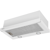 Flat60White ВЫТЯЖКА HOMSair Flat 60 White/ встраиваемая, колыбельное управление, 2 скорости, 520 м3/ч, до 20 м2, 45 дБ, угольный фильтр CF110 - 1 шт, ШхВхД: 500х176х280 мм, белый цвет