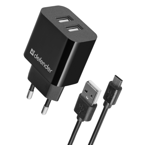 83581 Defender Сетевой адаптер UPC-21 2xUSB,5V/2.1А кабель microUSB фото 5