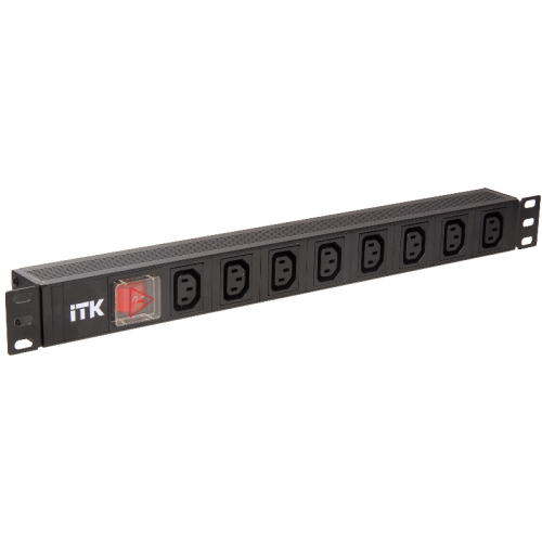 PH12-8C133 PDU 8 розеток C13 с LED выключателем,1U, вх. С14, без шнура, алюминиевый профиль PH12-8C133 PDU 8 розеток C13 с LED выключателем,1U, вх. С14, без шнура, алюминиевый профиль