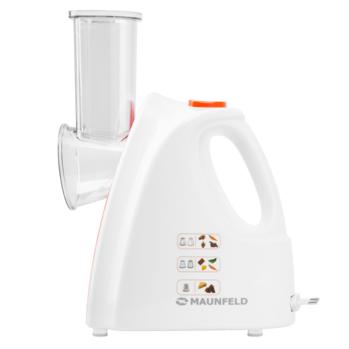 MF-1031OR Овощерезка MAUNFELD/ Овощерезка, 150 Вт, 5 насадок, белый/оранжевый фото 2